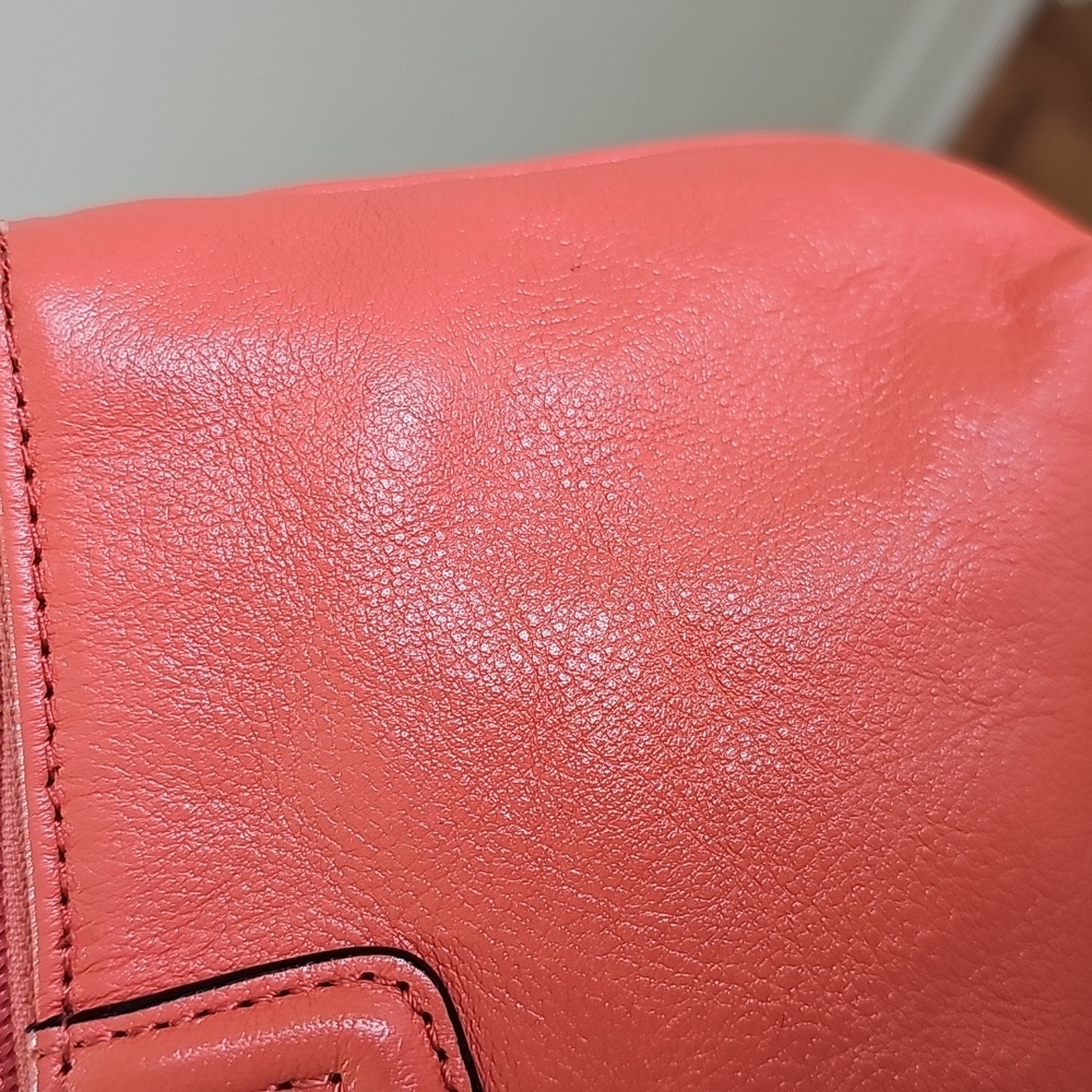 Coach Orange Smooth Leather Pleated Mini Bag/Convertible Wristlet EUC - Picture 13 of 16